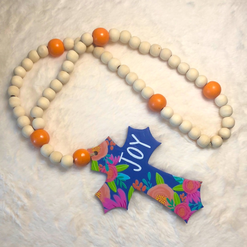 Handmade Wooden Rosary Garland.